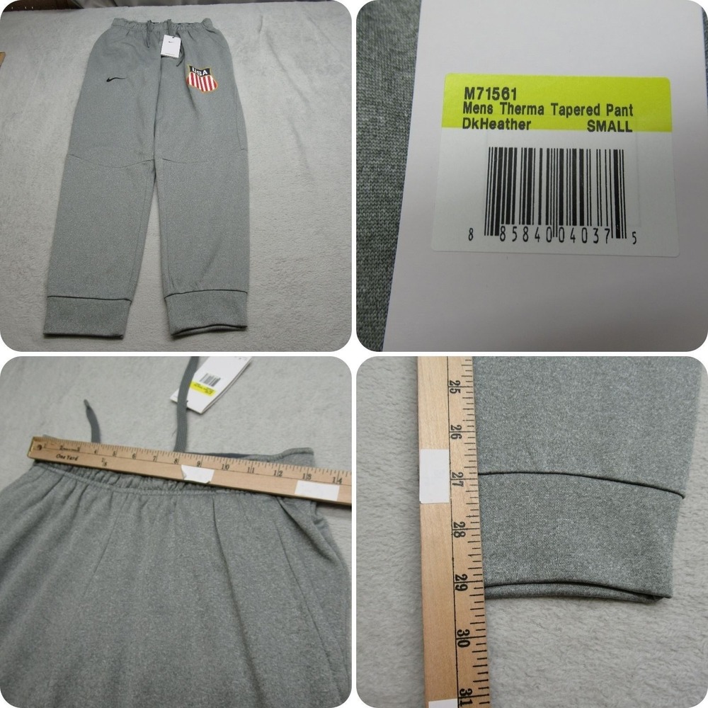 Nike Sweat Pants Mens Small Gray Therma Tapered Athletic Training UAS 26X29 NEW
